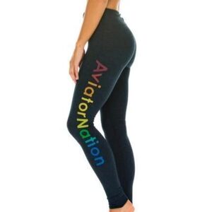 Aviator Nation Charcoal Leggings with Rainbow Logo Size Medium (Junior?)